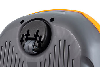 The front running roller rotates 360 degrees, allowing the vacuum cleaner to move easily
