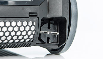 Long power cord provides comfortable cleaning from a single socket and reels off automatically