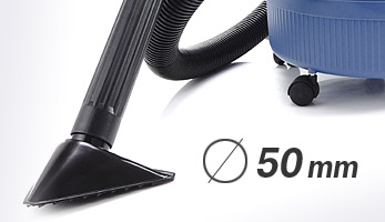 THOMAS triangular nozzle D50 mm for quick collection of coarse debris, vacuum cleaner in the background