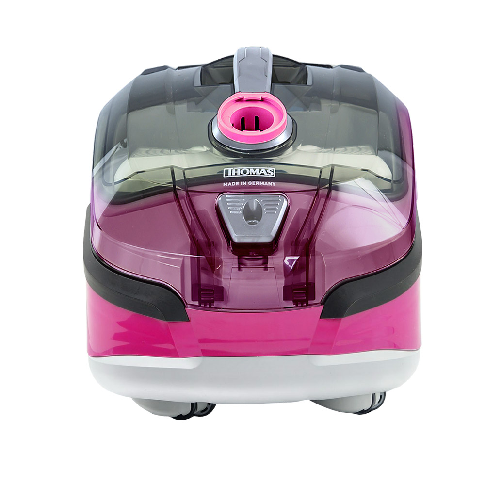 Моющий пылесос с водяным фильтром AquaBOX THOMAS Allergy & Family для владельцев домашних животных. Вид спереди на прозрачную крышку