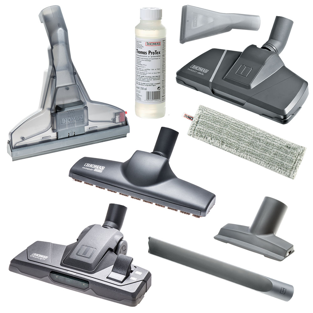 Parkett Prestige XT, nozzles for dry and wet cleaning of parquet, carpets, floors, furniture, and cleaning concentrate