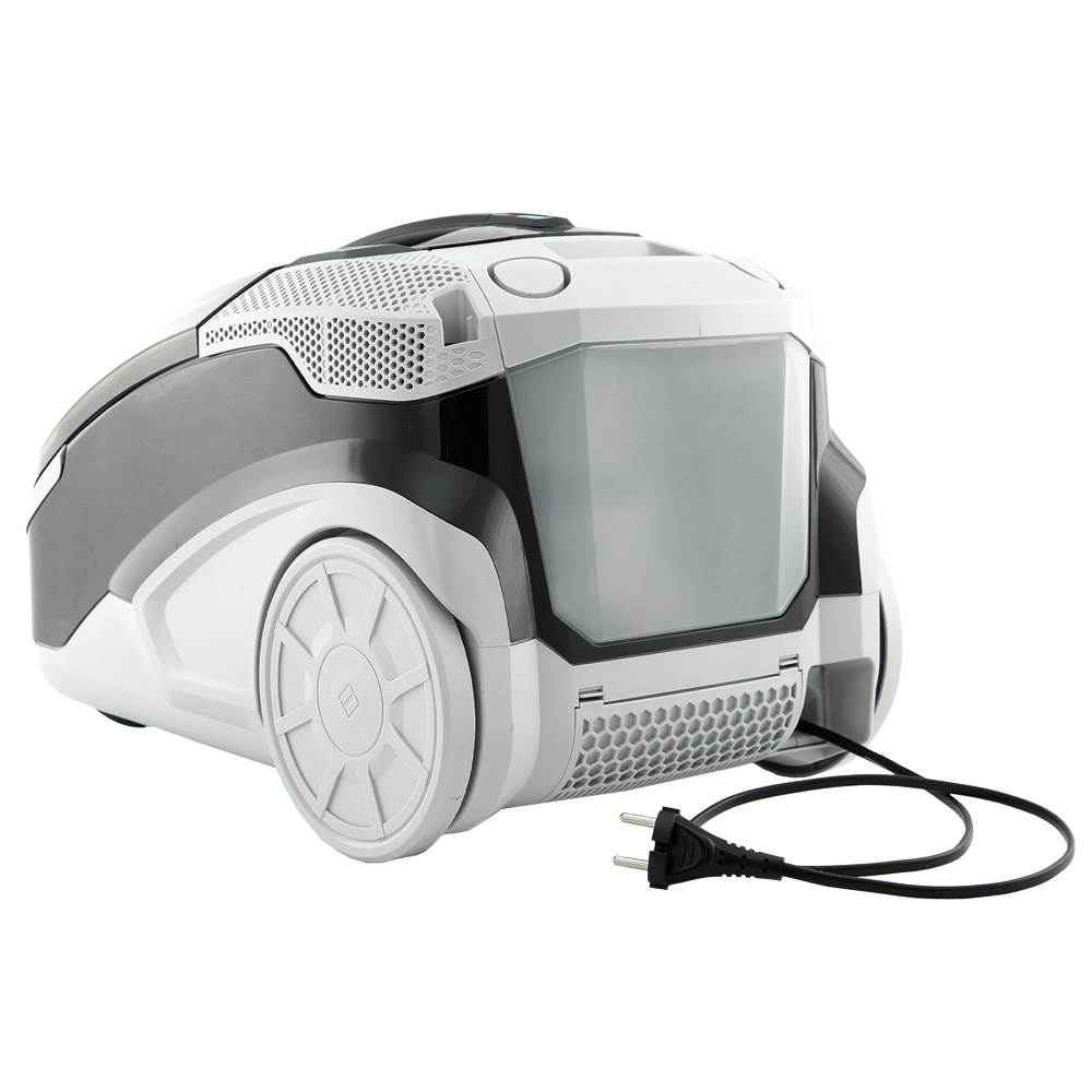 THOMAS Vestfalia XT vacuum cleaner, rear view of the large cleaning solution tank and long power cord 