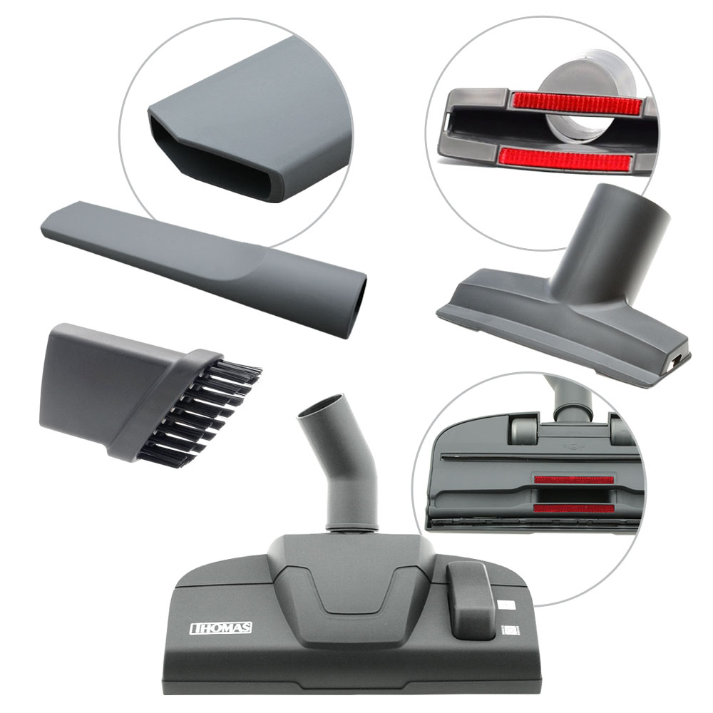 Dry cleaning nozzles: universal for floors, upholstered furniture, crevices, delicate surfaces
