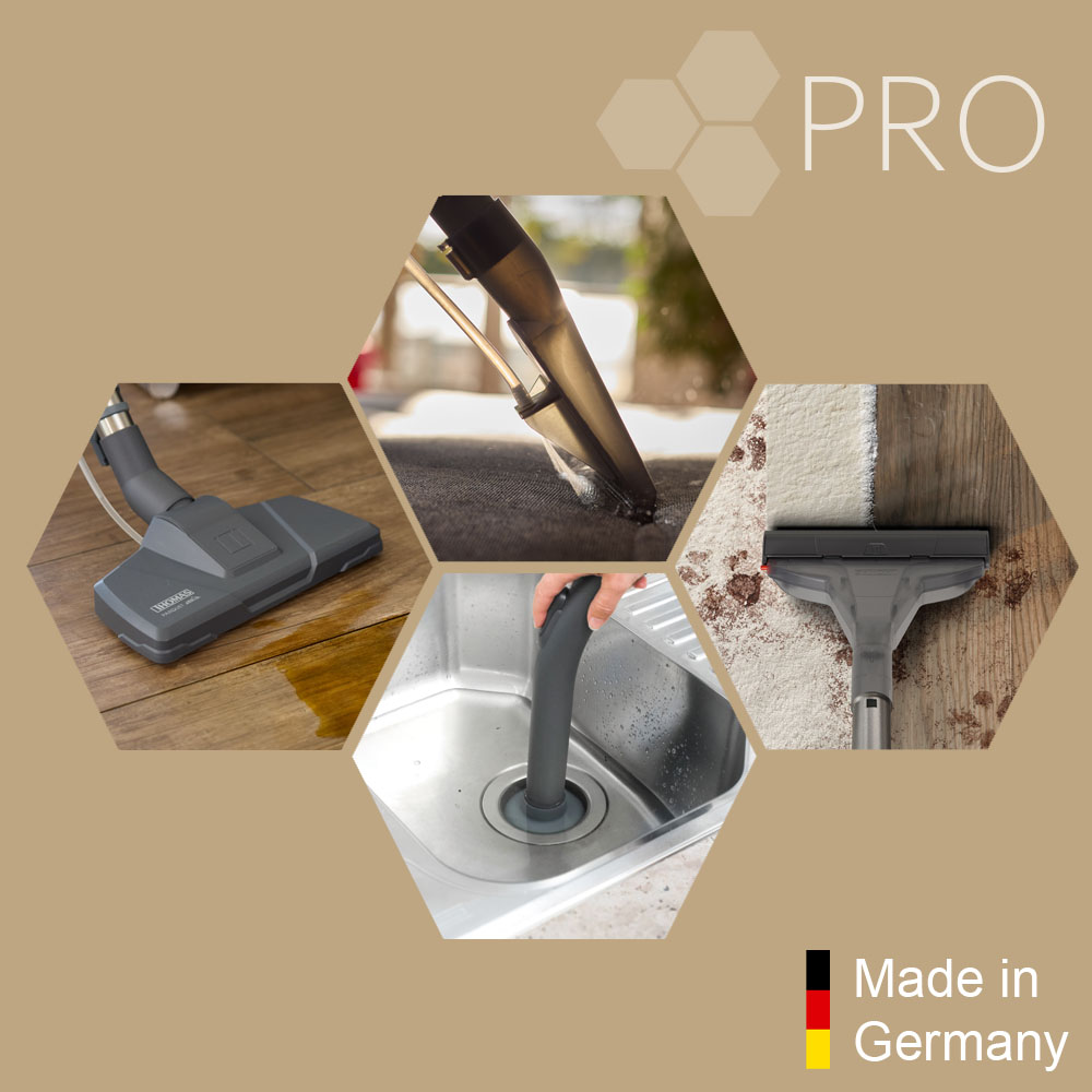 В комплектацию Amfibia Pro Evo входят насадки для влажной уборки паркета, ковров, мебели и т.д.