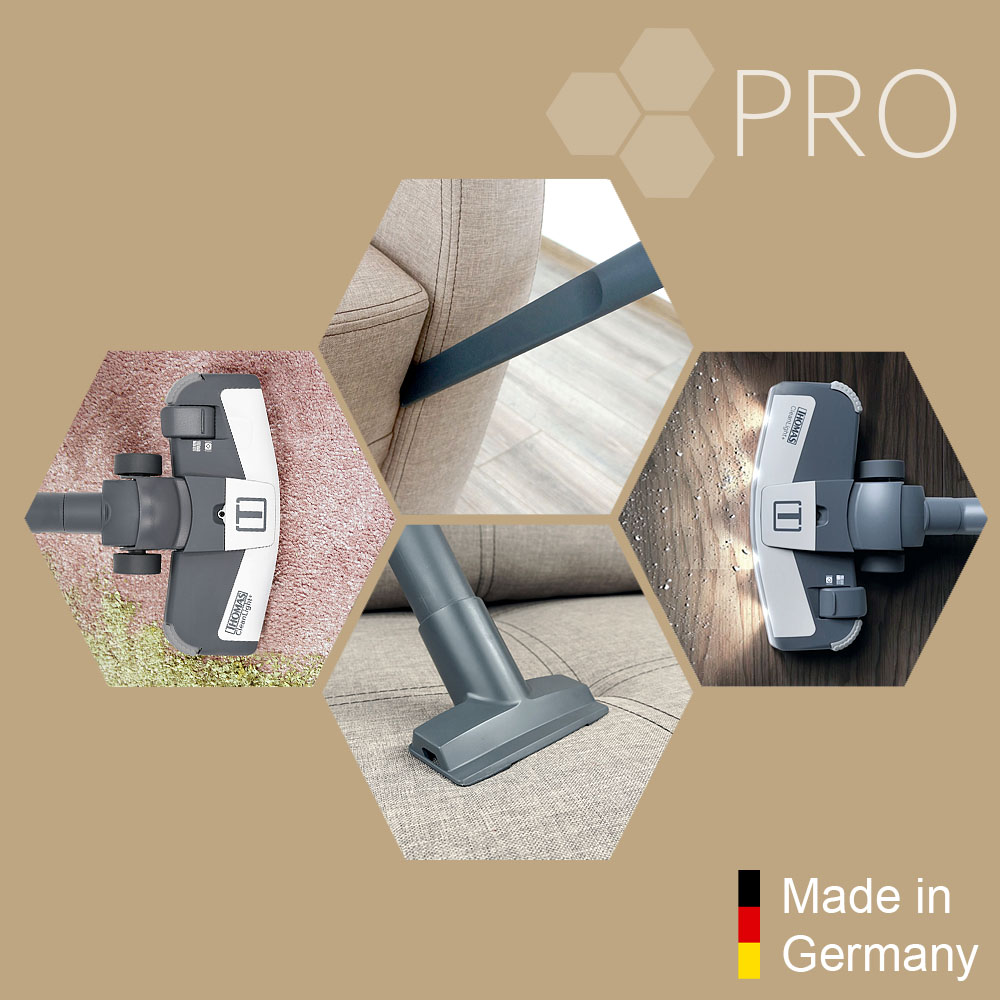 В комплектацию Amfibia Pro Evo входят насадки для сухой уборки ковров, мебели, твердых полов и т.д.