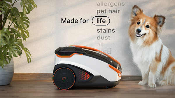 Моющий пылесос Amfibia Pro Animal, собака рядом с ним Моющий пылесос Amfibia Pro Animal создан для уборки в доме, где есть пушистые питомцы