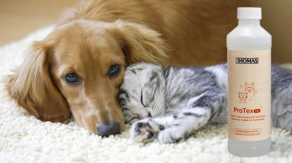 Концентрат для чистки ProTex Pet эффективно удаляет пятна и нейтрализует неприятные запахи