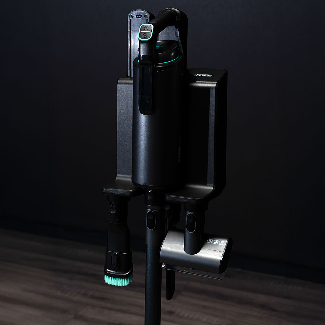 BX 7 cordless vacuum cleaner, convenient placement of accessories on the body