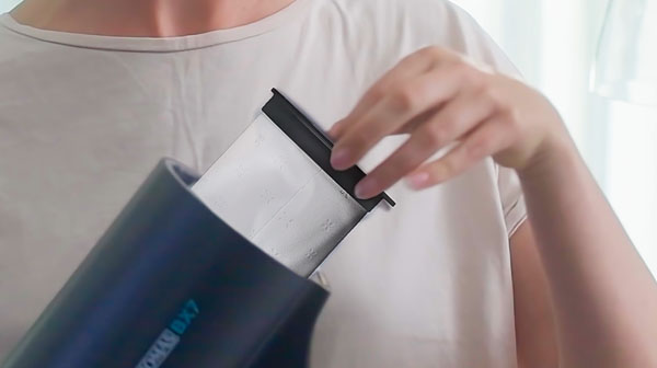 Convenient dust bag: capacity about 1000 ml. the BX7 offers up to 7 times more capacity than conventional upright vacuum cleaners with dust containers.