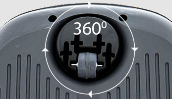 Передній ходовий ролик обертається на 360 градусів, що дозволяє пилососу легко пересуватися