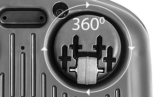 EasyDrive front rollers rotate 360 degrees for easy movement of the vacuum cleaner